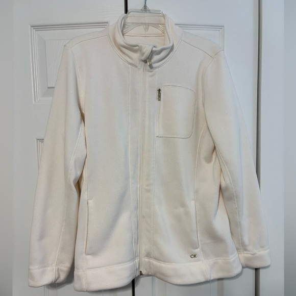 Calvin Klein Jackets & Blazers - Calvin Klein white/Cream Zip-Up KNIT Jacket